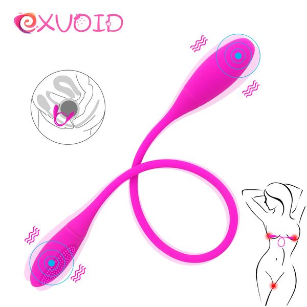 Exvoid çift uçlu penis uzun yapay penis vibratörler lezbiyen oyuncaklar g-spot masajı yetişkin ürünleri erkekler için seksi 7 frekans