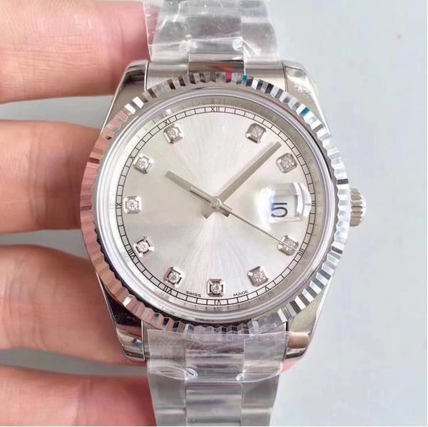 Мужские часы KT 116334 41 мм с бриллиантовым циферблатом, Азиатский механический календарь, серебряный браслет из нержавеющей стали, роскошные наручные часы