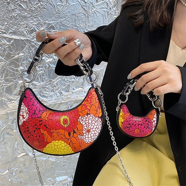 

mini crossbody bags for women chain shoulder bag small satchel vintage half moon handbag female fashion evening clutchs 220620