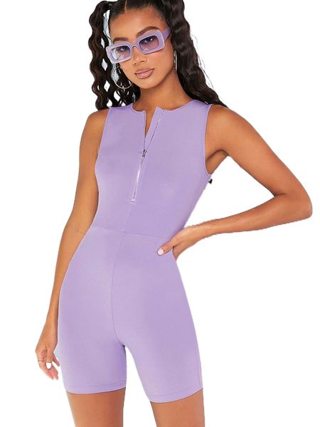 

zipper front unitard romper n7mm#, Black;white