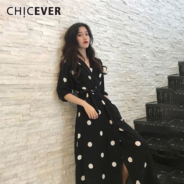 

chicever summer womens dress korean style plus size fashion ladies long dress casual half sleeve dot autumn dress female y200805, Black;pink