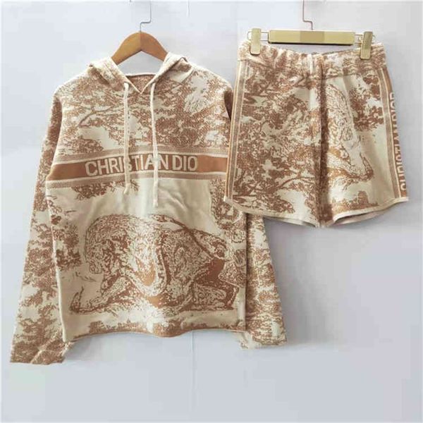 

autumn and winter new family jacquard hoodie shorts two piece set 85% off factory clearance, White
