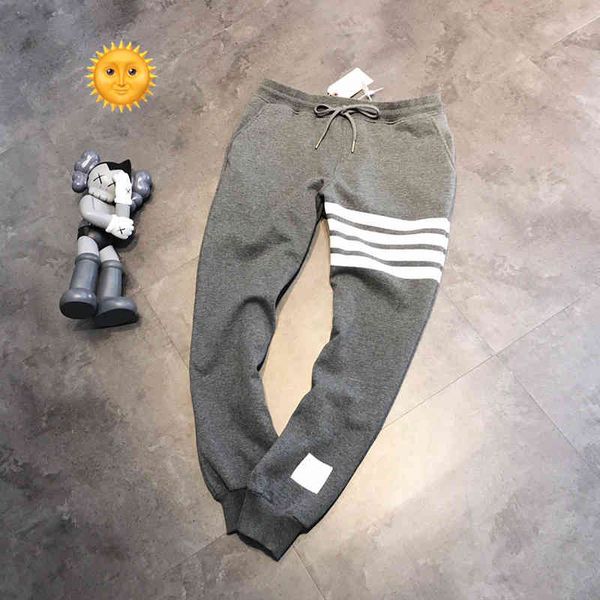 

autumn winter men's and women's same loose plush casual couple long four bar leg guard pants, Black