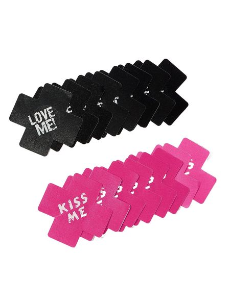 

8pairs letter graphic nipple cover l1en#, Black;red