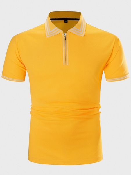 

men striped trim polo shirt q7r7#, White;black