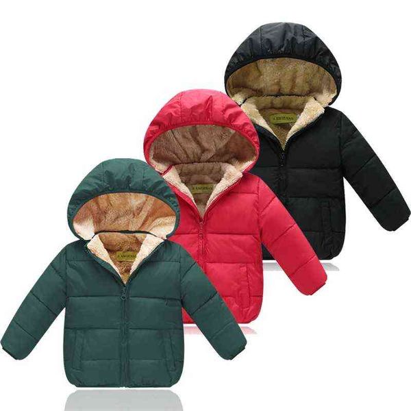 2022 Bambini di Inverno Cappotto Trapuntato Vestiti Più Spessa Del Cappotto Del Bambino Del Bambino Delle Ragazze Del Ragazzo Vestito Solido Bambini Vestiti di Autunno J220718