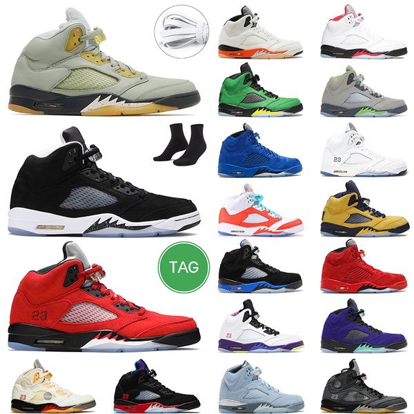 

5s michigan 5 retro men basketball shoes sail fire red suede aqua concord anthracite jumpman 5 unc mens sport trainer sneakers