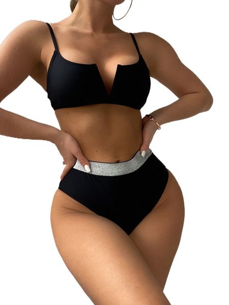 

v wired sparkly glitter tape bikini swimsuit z2jm#, White;black