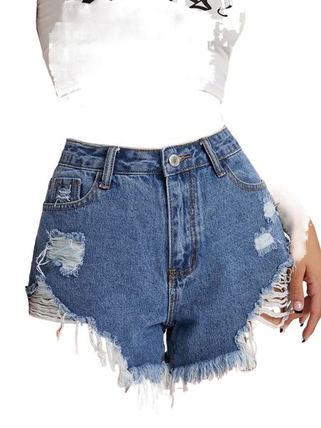 

ripped raw hem denim shorts p4th#, White;black
