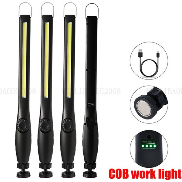 COB LED Work Light Lights Lights USB Перезаряжаемая фонарик магнитный осмотр освещение на открытом воздухе ремонт автомобиль