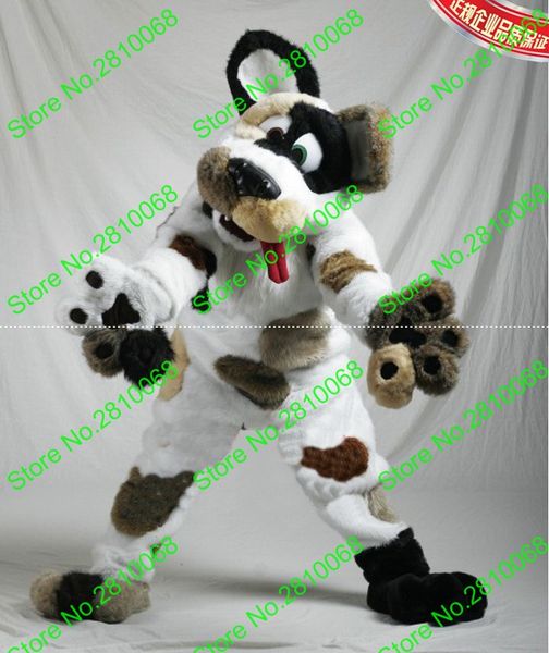 

mascot doll costume luxury plush simulation fur black spot dog mascot costumes walking cartoon apparel birthday party 098, Red;yellow