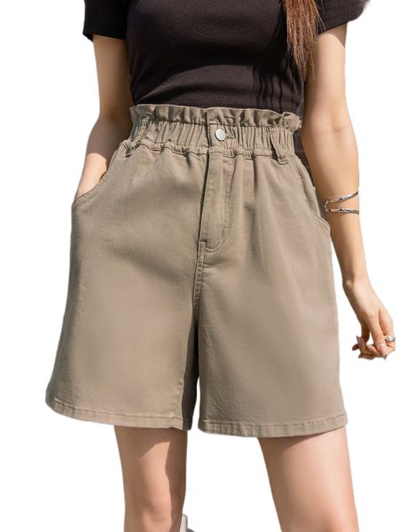 

dazy paper bag waist denim shorts 51bk#, White;black