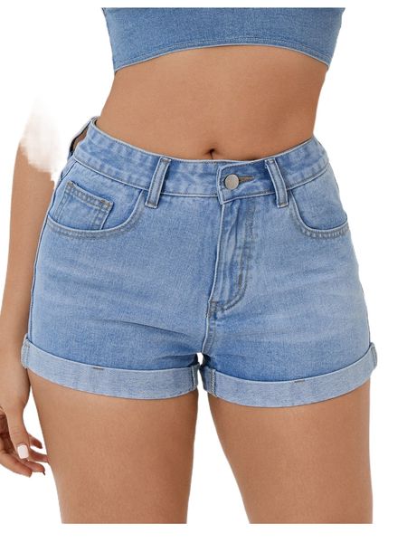 

petite light washed roll up hem denim shorts r88e#, White;black
