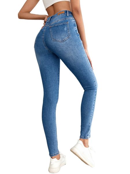 

tall high waist cat scratch skinny jeans i84p#, Blue