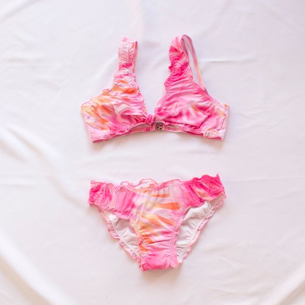 

gradient kids girls bikini set tie dye swimwear swimming suit summer children biquini infantil swimsuit a244 220315, Blue