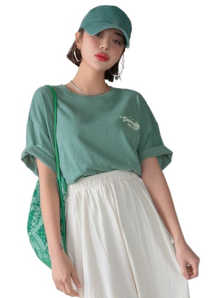 

dazy letter graphic drop shoulder longline tee 06qw#, White