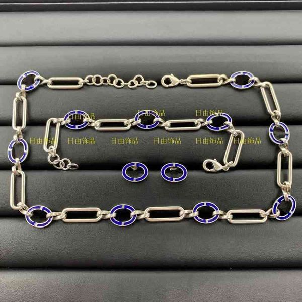 

factory outlet necklace new letter enamel fashion neck chain bracelet earrings feminine texture high version jewelry, Silver
