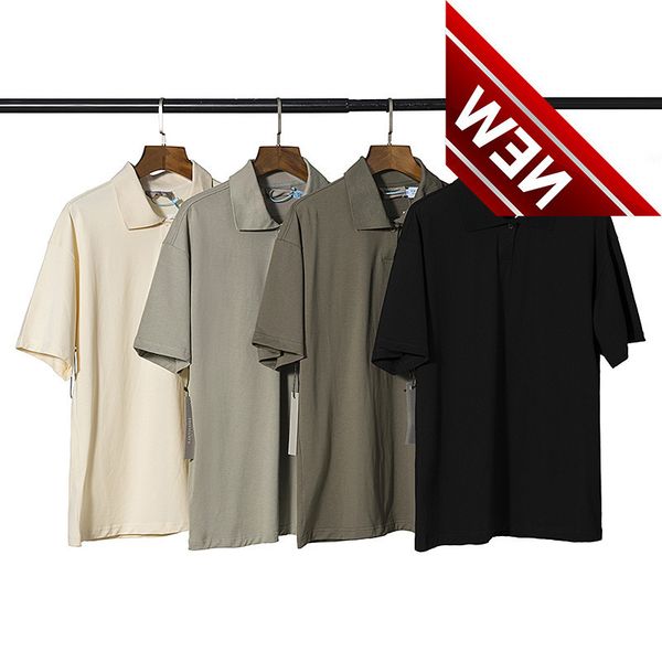

50% off discount trendy brand fog fashion ess multi thread back silicone letter high street polo couple style lapel shirt men and women, White;black