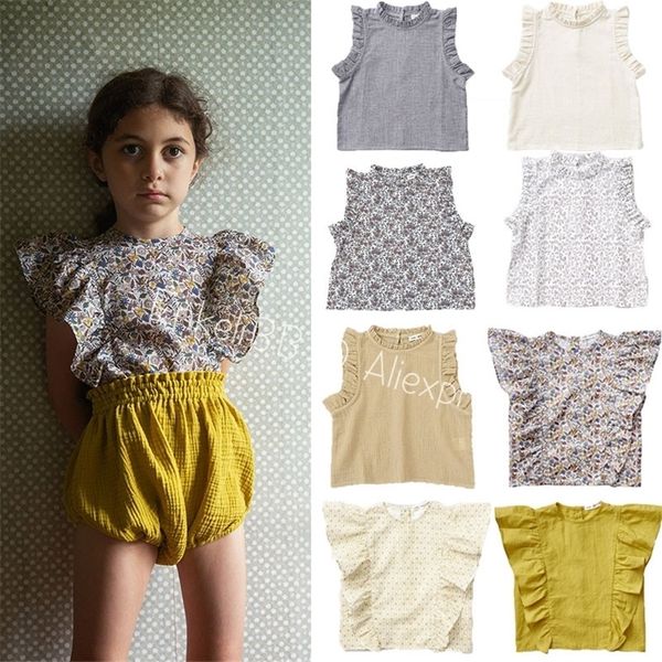 Enkelibb Soor Ploom Kurzarm T -Shirt Schöne Blumenmuster Vintage -Style -Tops Kleidung für Kinder Mädchen 220607