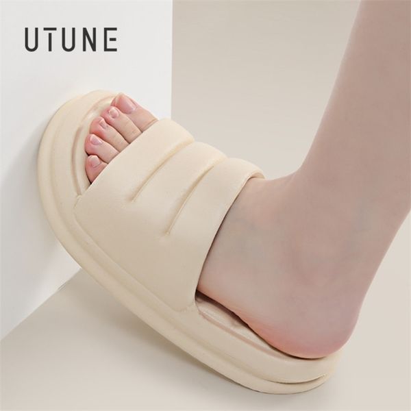 

utune sofa sandal slides for women slippers super soft indoor shoes sandals men eva platform 4cm 220425, Black