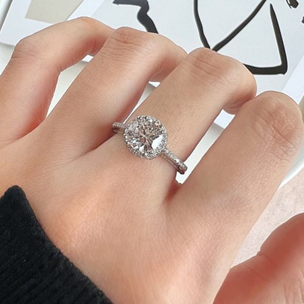 925 Sterling Silver Designer anel One Carat Anéis de Casamento Luxo Jewely 5A Cúbico Zircônia Para As Mulheres Moda Diamante Designers Anel Anniversary Presente com caixa