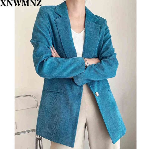 

xnwmnz za fashion autumn women solid blazers jackets work office lady suit slim single button business female chic blazer coat 210513, White;black