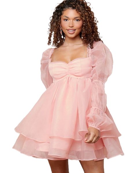 

sweetheart neck layered hem dress w4pd#, Black;gray