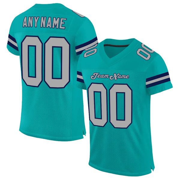 

custom aqua gray-navy mesh authentic football jersey 446757, Black