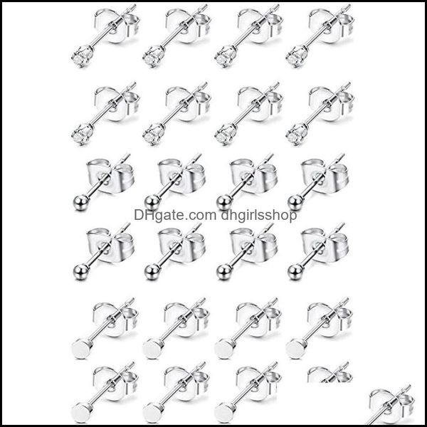 

stud pairs stainless steel earrings for men women small disc ball set cubic zirconia studs piercing jewelrystud drop dhgirlsshop dhycl, Golden;silver