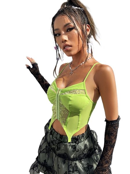 

contrast lace backless garter cami h9q4#, White