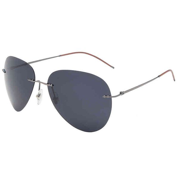 Sonnenbrille Neue ultraleichte rahmenlose zirkular polarisierte Sonnenbrille aus Titan für Herren, die Nachtsichtbrille fährt, Kröte