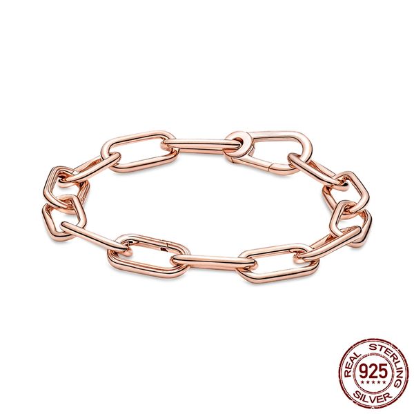 Pulseira com pingentes de prata 925 ouro rosa real contas de prata 925 ajuste pulseira Pandora