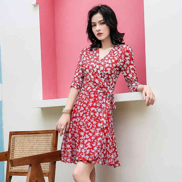 

casual dresses summer leaf print v-neck bandage slim waist for small women's dress, Black;gray
