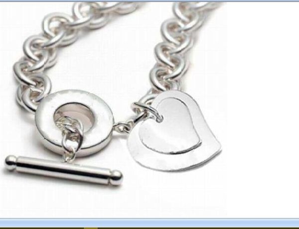 

2022 silver thick chain necklaces ring two heart plates pendant stainless steel size with blue box and dust bag