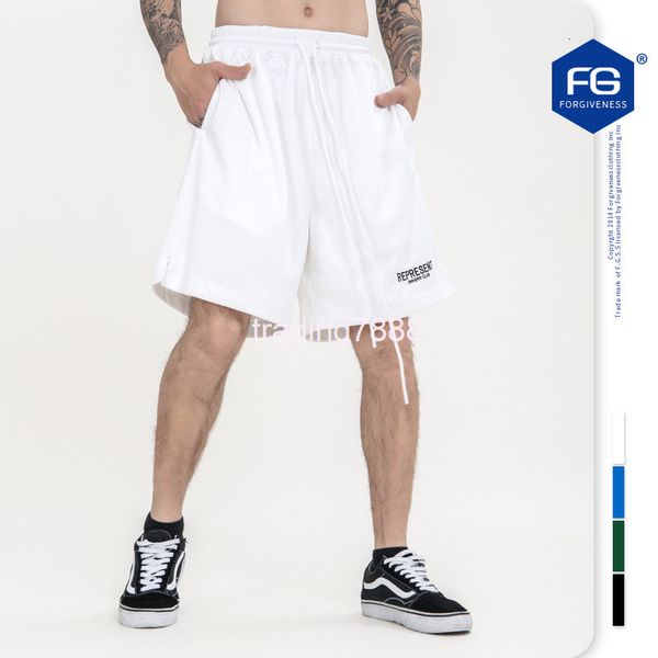 

men's shorts fg men's spring and summer high street fashion brand letter embroidery solid color mesh basketball 7x0i, White;black