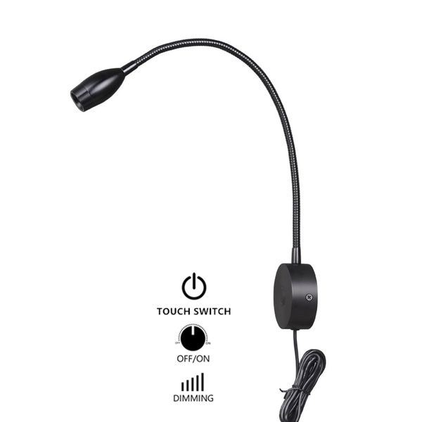 Topoch LED-Leselampe mit Plug-in-Touch-Dimmer, Wandleuchten, verstellbare Wandleuchte, Beleuchtung für Schlafzimmer, Nachttisch, AC100–240 V, EU, US, Großbritannien, JP