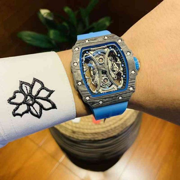 

watches wristwatch designer luxury mens mechanics watches richa milles wristwatch barrel rm53-01 fully automatic mechanical hollow carbon f, Slivery;golden