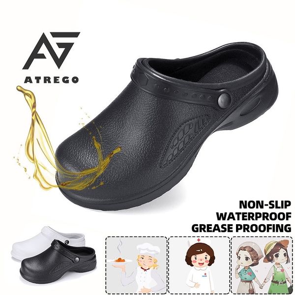 

atrego women slippers shoes operating room nursing nurse on comfortable light weight sandals 210306, Black