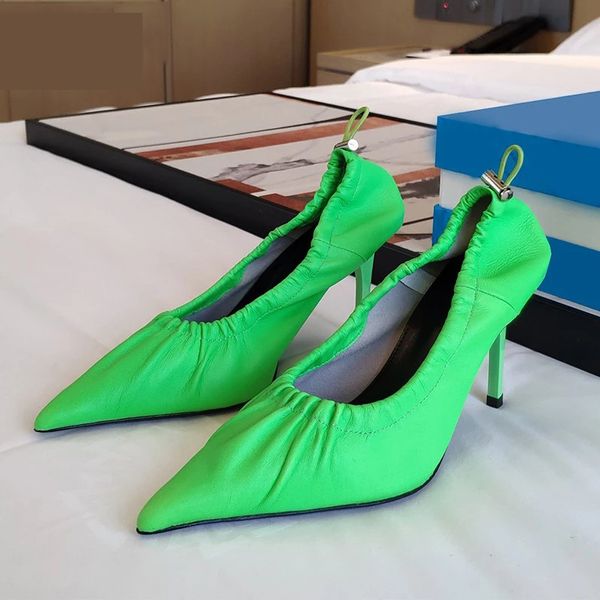 

fashion-designer women pumps elastic rope mules kitten heels pointed toe slides woman genuine leather low heel women shoes, Black