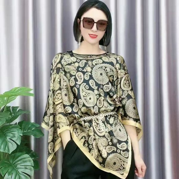 

new li jin satin multi-functional pullover shawl womens fashion all-match online selling product sun protection clothing printed silk s, Blue;gray