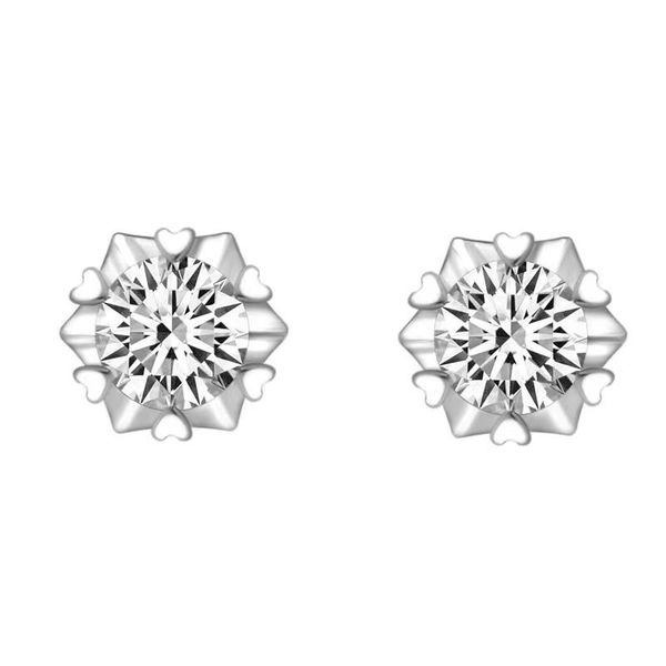 

stud trendy 925 sterling silver 1ct snowflake moissanite earrings fine jewelry women pass diamond, Golden;silver