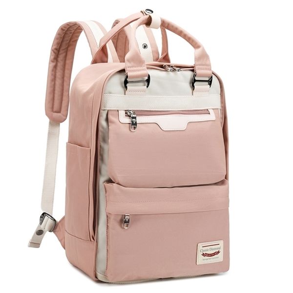 Ambos os ombros Backpacks Mulheres laptop Backpack Girls High Junior School Bags Meninos Estilo de escola com superfície comutável LJ201225