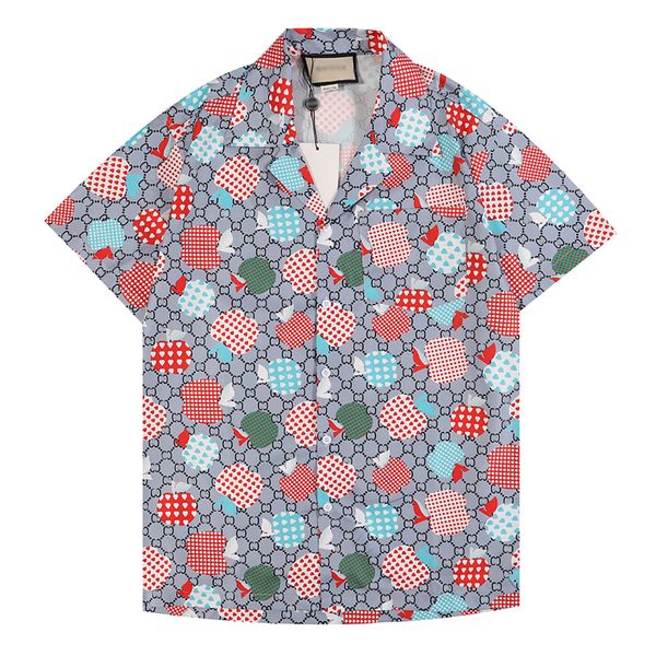 Camisas de grife de luxo Moda masculina Camisa de boliche com estampa geométrica Hawaii Floral Camisas casuais masculinas de ajuste fino Vestido de manga curta Tee Variedade