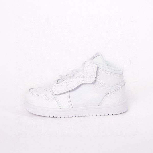 

kids 1 1s mid alt triple white ar6351-126 toddler boys girls enfant children basket sneakers size us 8c-3y 22-35, Black