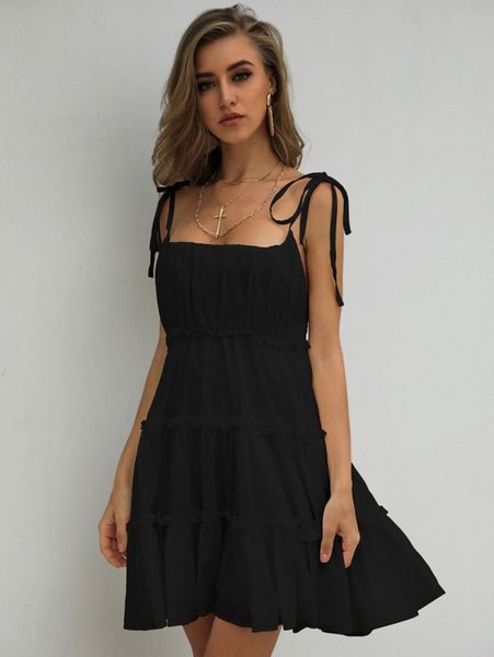 

missord knot straps frill trim cami dress v6qq#, Black;gray