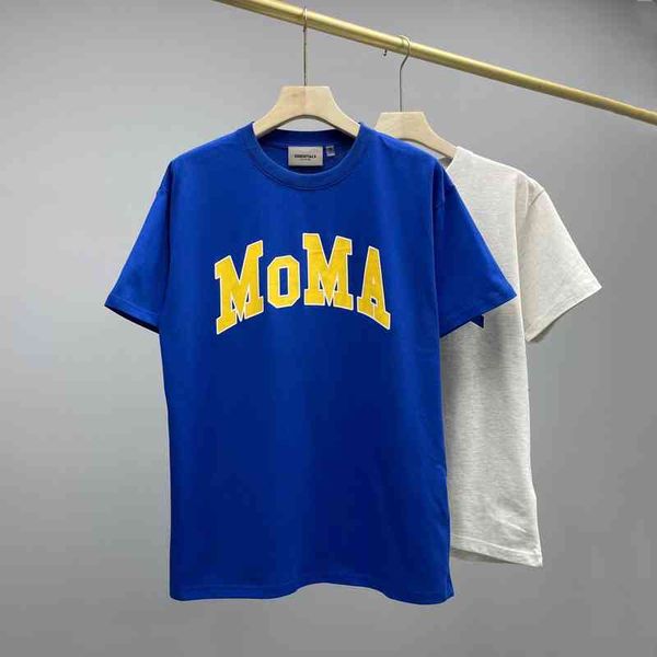 

summer new fog multi thread moma printed short sleeve t-shirt casual loose men's women's round neck halfeuropean american fashion, White