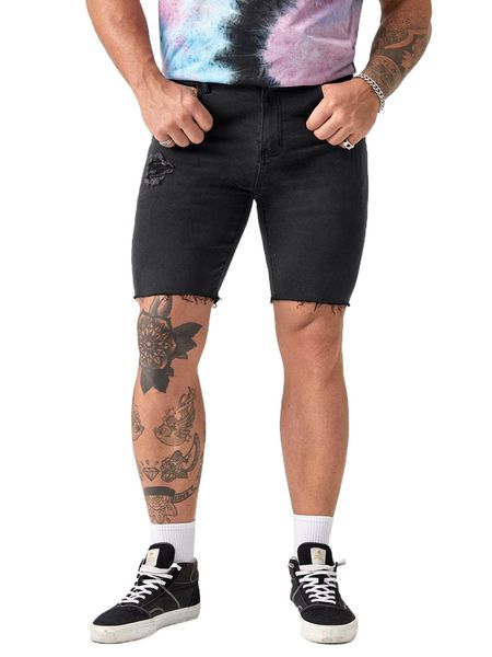 

men ripped frayed hem denim shorts h0ae#, White;black