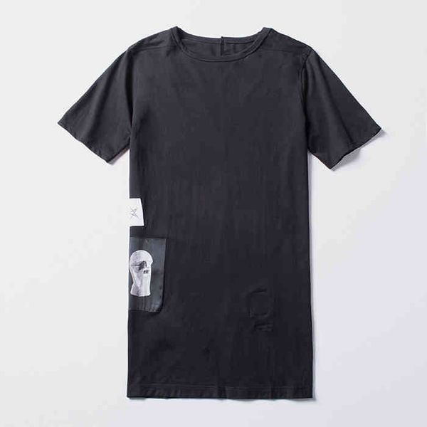 

men's t-shirts spring and summer classic alien sticker high version slender short sleeve t-shirt 2 colors, White;black