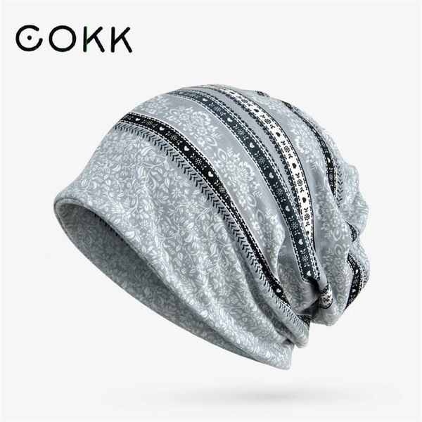 

cokk hats for women turban beanies flower pattern cap female fashion bonnet femme gorro feminino spring autumn cotton 220816, Blue;gray
