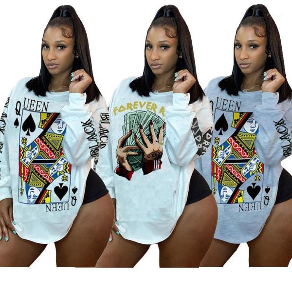 Damen Hoodies Sweatshirts Poker Spades Q Musterdruck Lange Ärmel Frauen Hoodie 2022 Sommer Verkauf im europäischen und amerikanischen Casual-Stil